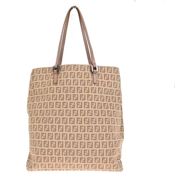 FENDI Logo Zucca Zucchino Pattern Hand Bag Canvas Leather Pink Italy 35EF744 - Picture 1 of 16